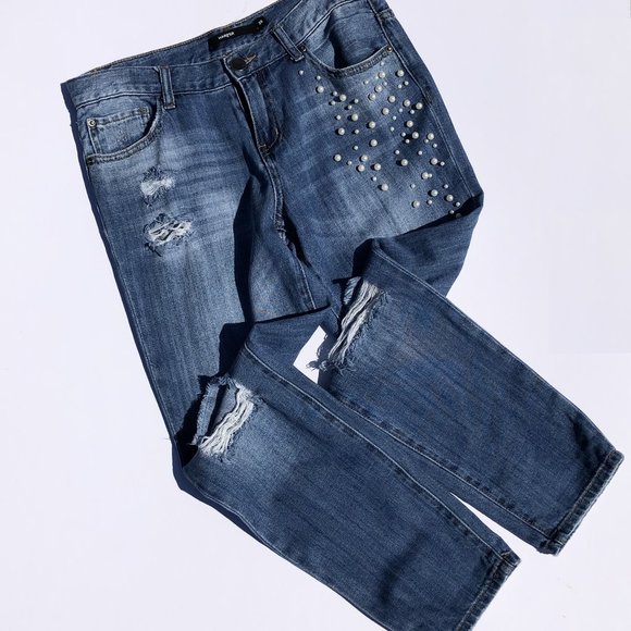 Harper Pearl Knee Slit Jeans - sz 28 - Picture 2 of 4